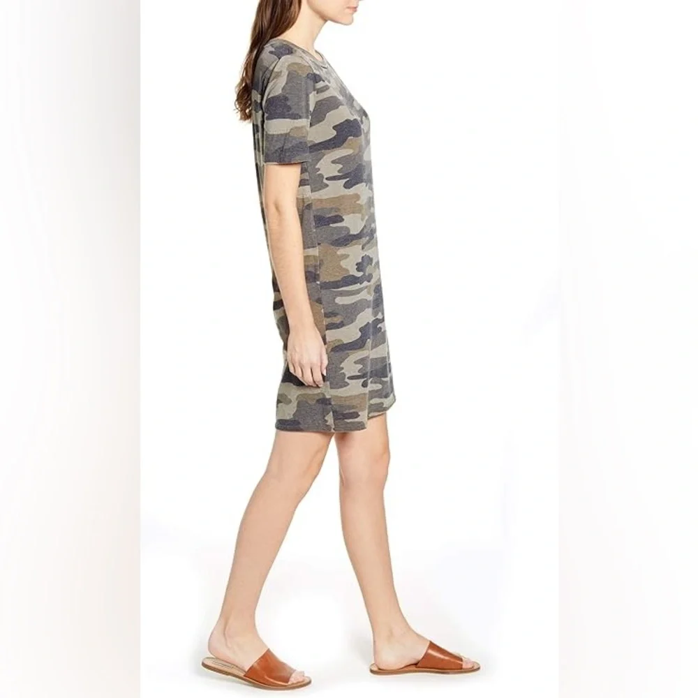 Lucky Brand Women's Short Sleeve Crew Neck Camo Summer Tee Shirt Dress - Picture 3 of 14